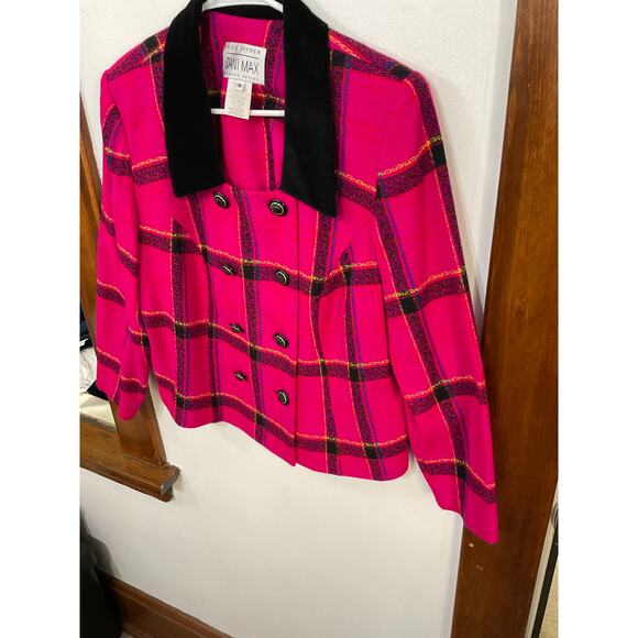VTG 90s Blazer Plaid Hot Pink Blazer Lois Snyder Dani Max Sz16P X-Large Preppy - Picture 4 of 7